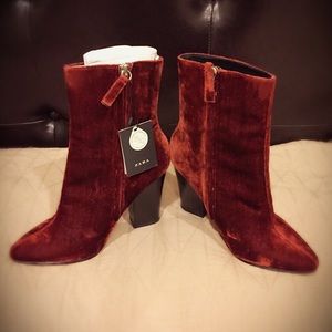 ZARA Velvet High Heel Ankle Boots
